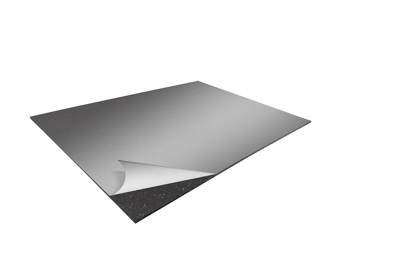 REGUPOL terrace glue – Self-Adhesive Terrace & Protection Mat Self-adhesive terrace mat “REGUPOL terrace glue” with peel-off backing, corner lifted